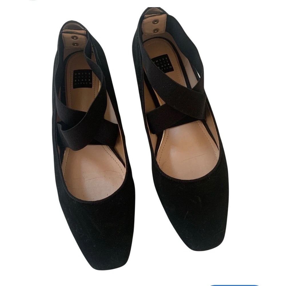 White House Black Market GRACEN Black‎ Ballet Flats Square Toe S-5.5 Maryjane's